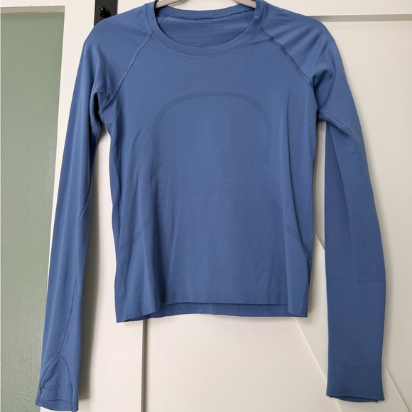lululemon athletica Tops - Lululemon swiftly waist length blue Long Sleeve Top 6